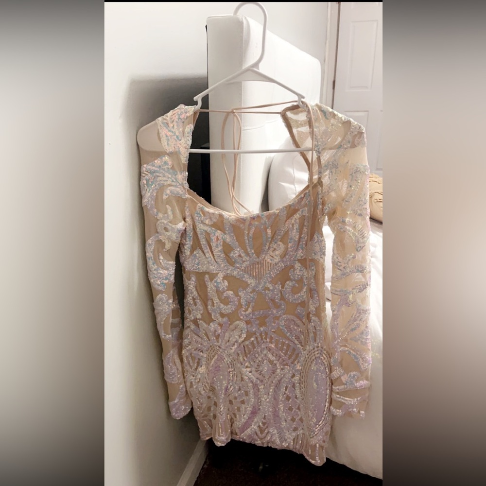 Giulia Iridescent Sequin Mesh Dress from Lucy In The Sky Store